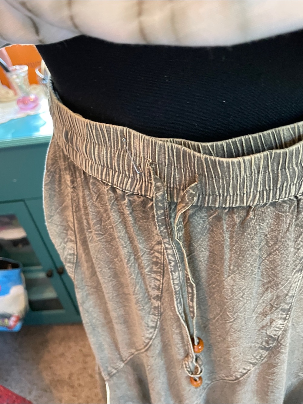 Women's Boho Olive Green Peasant Maxi Skirt Young Threads - Picture 8 of 11